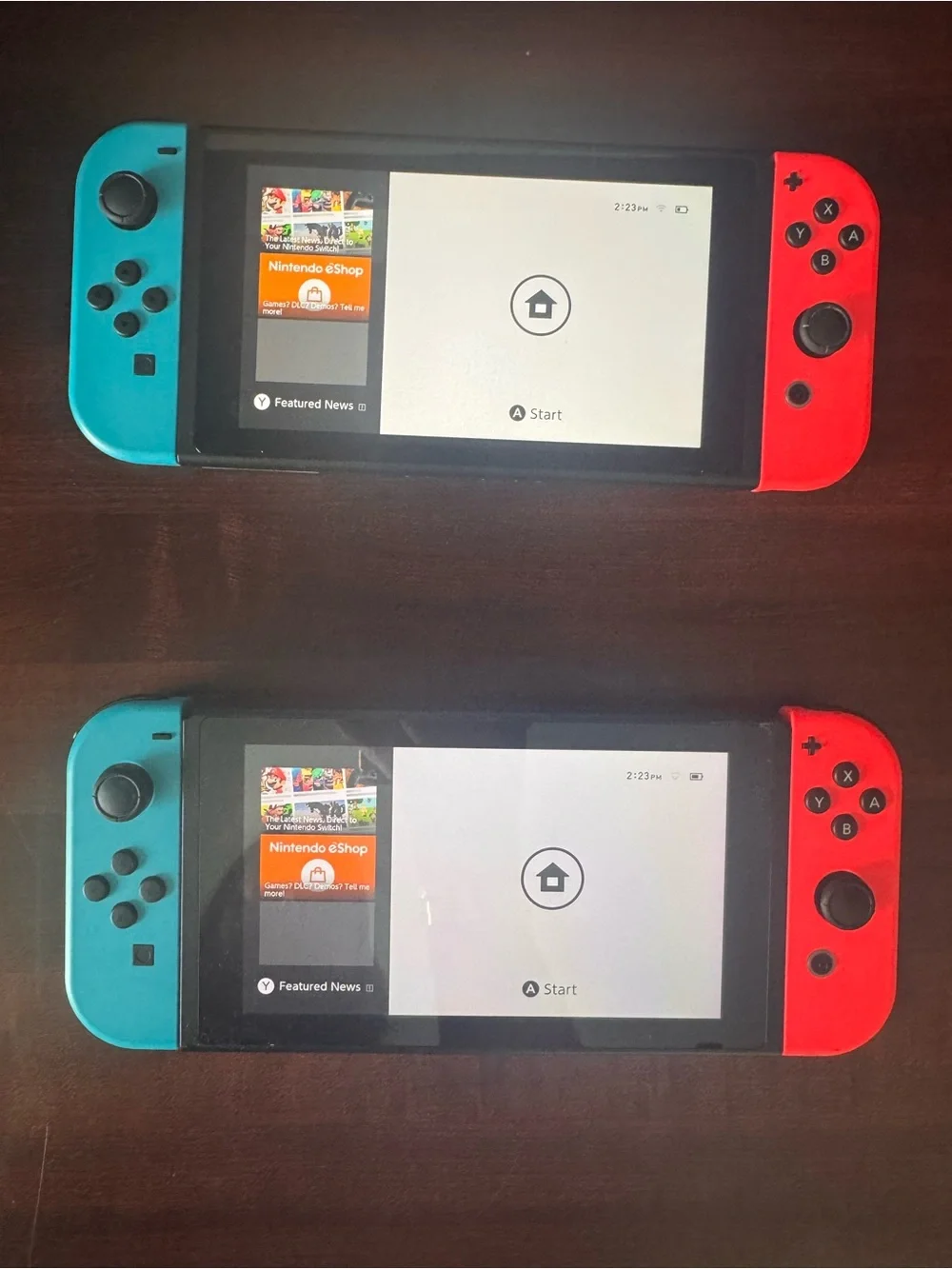 Nintendo Switch with Neon Blue Left and Neon Red Right Joy‑Con Pair